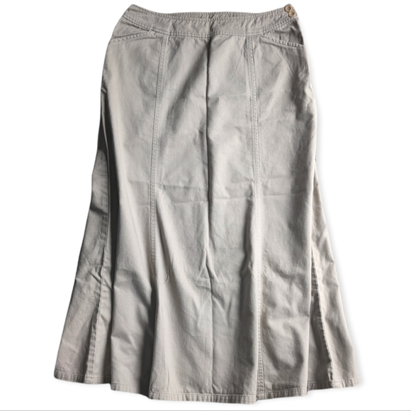 Pendleton 100% cotton tan full length a-line skirt pockets zip side button - Picture 1 of 12